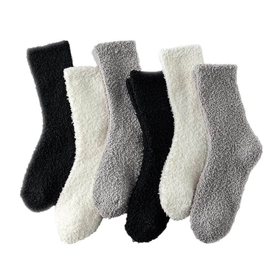 6-Pack Women's Winter Socks, Thick Warm Mid-Calf Fleece Socks, Soft Breathable Moisture-Wicking for Daily Wear and Cold Weather
