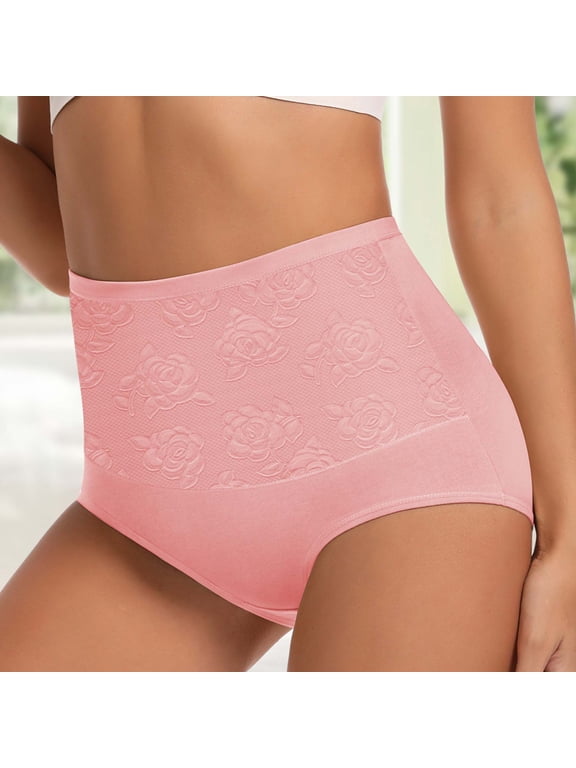 6 Pack Womens Brief Underwear High Waist Hip Lift Plus Size Seamless Ice Silk Briefs With Rose Flower Design Comfort Flex Fit Bikini