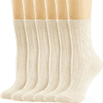 thumbnail image 1 of 6 Pack Womens Crew Socks,Size 6-11,Casual Knit Cotton Comfy Breathable Cool Dress Socks for women girl and teens(6 Beige), 1 of 6