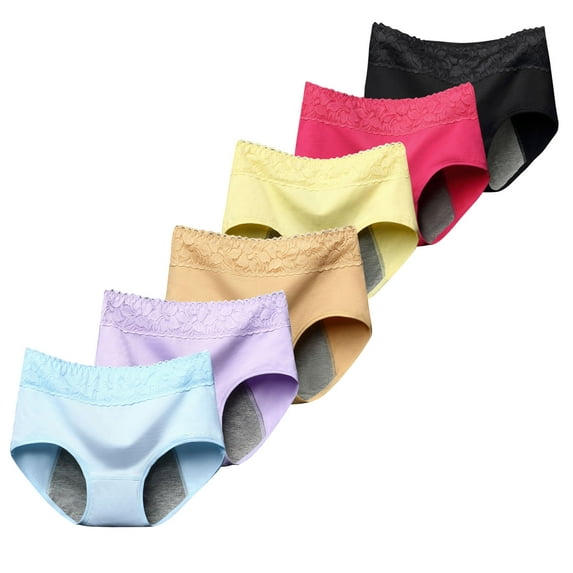 6-Pack Womens Hipster Period Underwear Cotton Postpartum Menstrual Panties Leakproof Briefs M-2XL
