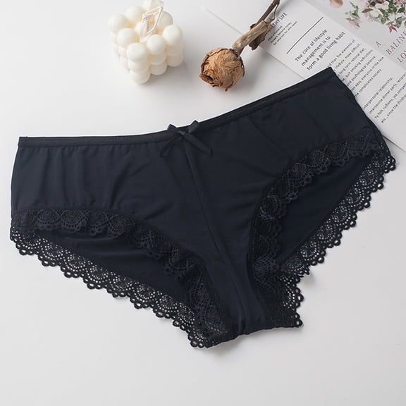 6 Pack Womens Hipster Underwear Lace Ice Silk Low Waist Crotch Briefs Comfort Flex Fit Bikini