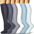 thumbnail image 1 of 6 Pack Womens Knee High Socks Moisture Control Crew Socks Athletic Cozy Stockings for Hiking Work Winter Gifts (M, 6PCS-D), 1 of 2