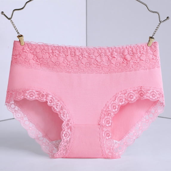 6 Pack Womens Underwear Plus Size Crotch Skin Tight Belly Lifting Waist Lace Hem High Waist Breathable Stretch Panties