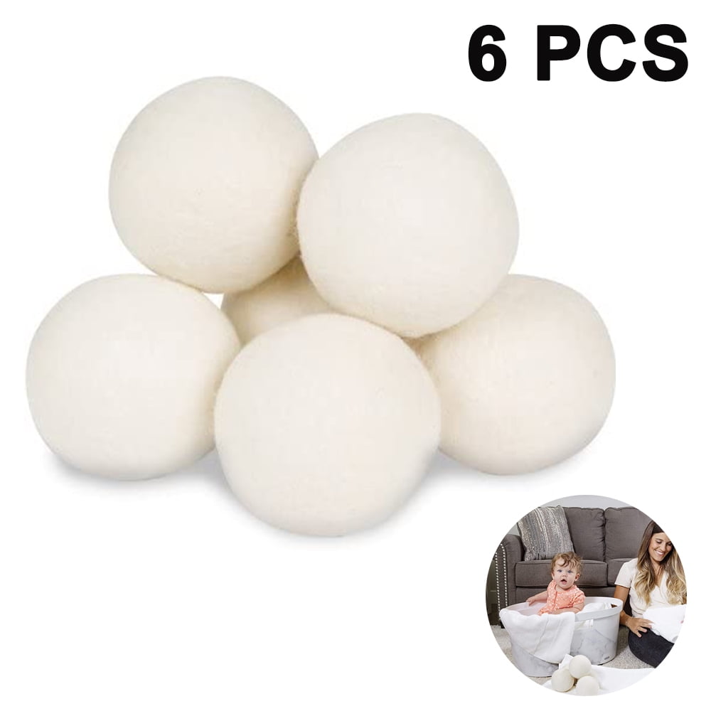 6 Pack Wool Dryer Balls Organic Natural Wool for Laundry Fabric