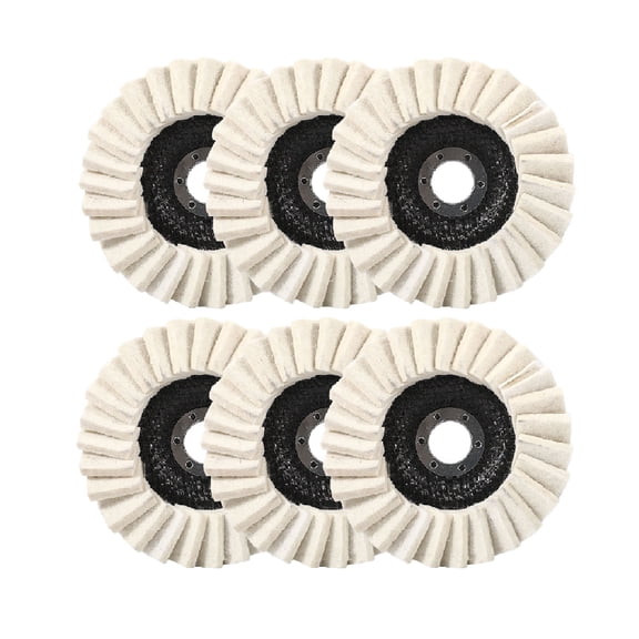 6 Pack Wool Felt Flap Polishing Disc, 5" X 7/8" Polishing Wheel for Angle Grinder Used for Polishing and Scratch Repair of Surfaces Such As Stone, Cars, Steel, Glass, Wood, Furniture