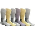 thumbnail image 1 of 6 Pack Wool Socks For Men, Hunting Hiking Backpacking Thermal Boot Socks (Gray/Yellow/Purple Assorted), 1 of 6