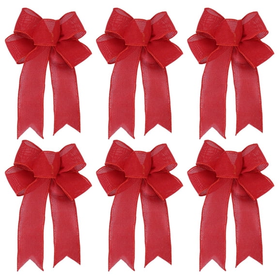 6 Pack Wreath Bows for Christmas Outdoor Decorations, Velvet Ribbons for Crafts, Xmas Holiday Gifts Present Wrapping, Handmade Christmas Decorative Bow 9x7 Inch