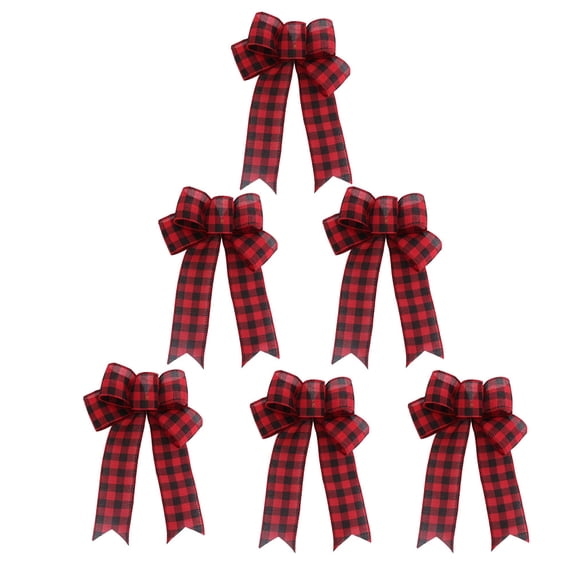6 Pack Wreath Bows for Christmas Outdoor Decorations, Velvet Ribbons for Crafts, Xmas Holiday Gifts Present Wrapping, 9x7 Inch