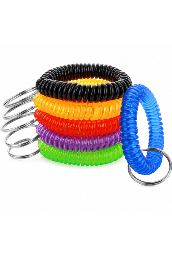 6 Pack Wrist Coil Keychain, Stretch Spiral Bracelet Key Ring for Sauna Gym Pool Outdoor Sports