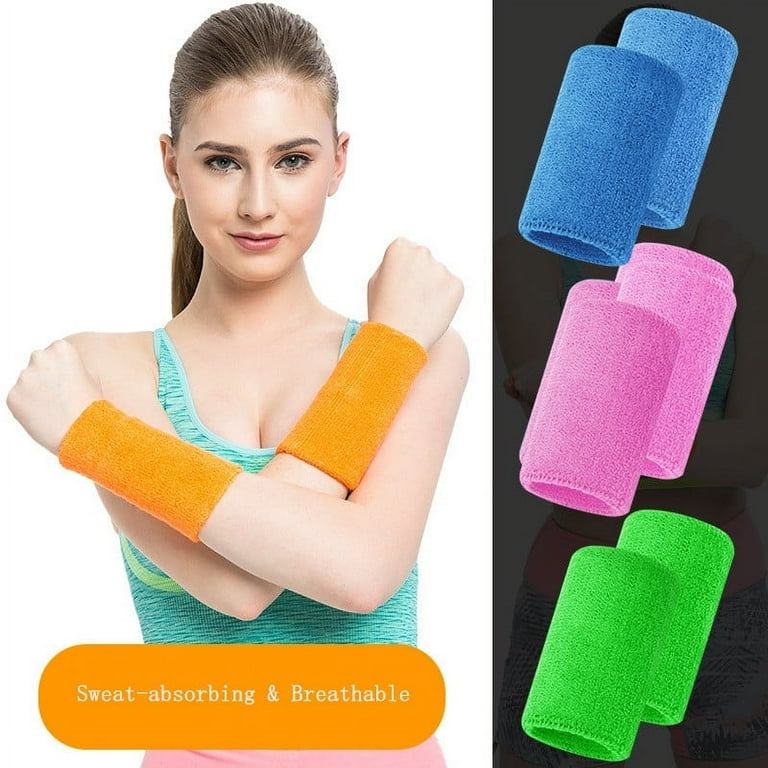 6 Pack Wrist Sweatbands Tennis Wrist Bands Absorbent Sweatbands for Football Basketball Running Athletic Sports and Working Out Pink Walmart