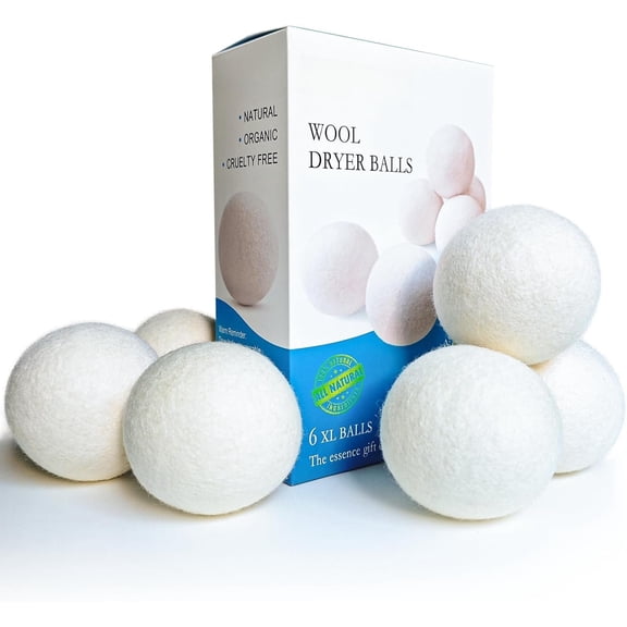 6 Pack XL  Dryer Balls -   Zealand  ,   Fabric Softener for Large Loads, Anti-Static, Lint-Free, Essential Oil Compatible, Laundry Room Essentials