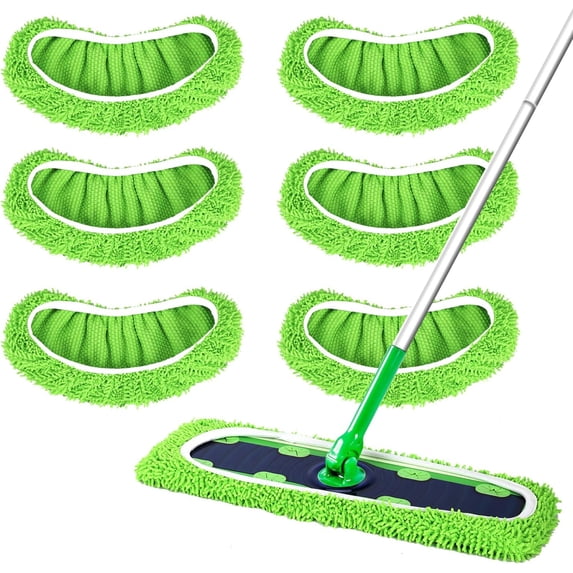 6 Pack XL Microfiber Mop Pads for XL Mop - Dry Sweeping & Wet Mopping Cloths for Floor, Wall & Window Cleaning