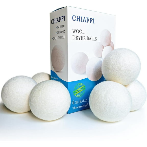 6 Pack XL Wool Dryer Balls - 100% New Zealand Premium Wool, Reusable Natural Fabric Softener for Large Loads, Anti-Static, Lint-Free, Essential Oil Compatible, Laundry Room Essentials