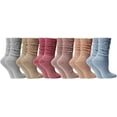 thumbnail image 1 of 6 Pack Yacht & Smith Scrunch Socks for women Cotton Slouch Sock, Woman Knee High Boot Sock (Striped Neutral), 1 of 7