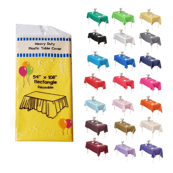 (6 Pack) Yellow Premium Rectangle Heavy-Duty Plastic Table Covers ( Reusable)