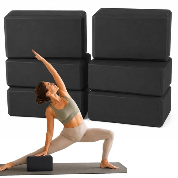 6 Pack Yoga Blocks, 9 x 6 x 4 in High Density EVA Foam Block Set, Non Slip Workout Blocks with Ergonomic Beveled Edges for Pilates, Stretching, Stability and Balance, Professional Exercise Bricks
