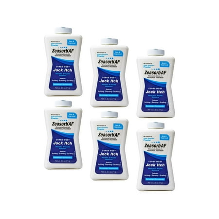 6 Pack Zeasorb-Af Antifungal Jock Itch Super Absorbant Powder 2.5 oz (71 G) Each