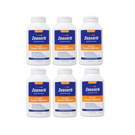 6 Pack - Zeasorb Prevention Super Absorbent Powder 2.5-Ounce Bottle Each