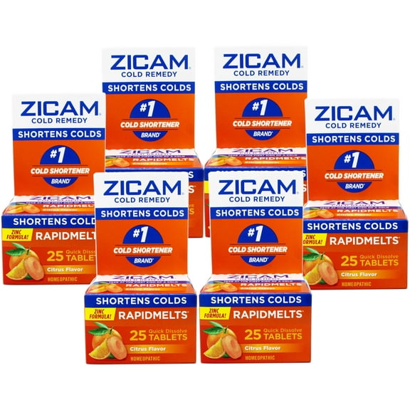 6 Pack - Zicam Cold Remedy Quick Dissolve Homeopathic Tablets Citrus 25 Each