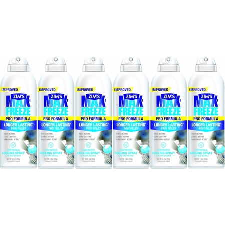 6 Pack Zims Max-Freeze Continuous Spray Muscle Joint Pain Relief 3.4oz Each