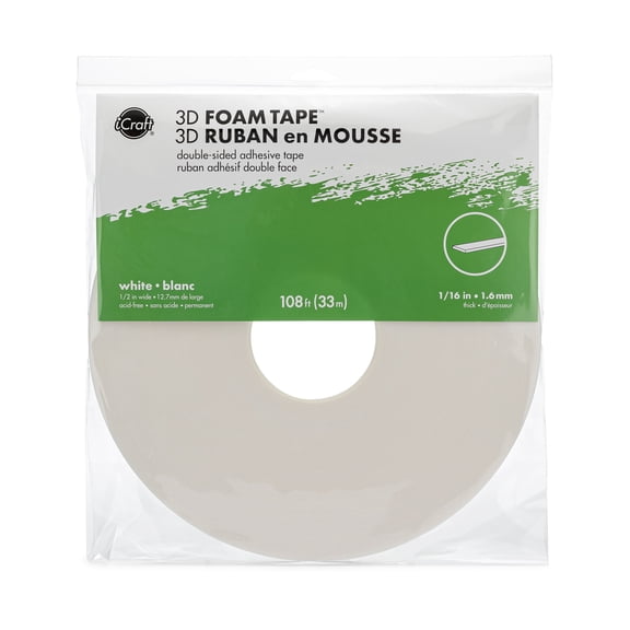 iCraft White 3D Foam Tape Jumbo Roll, 108ft., 6 Pack