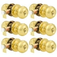 thumbnail image 1 of (6 Pack) knobelite Polished Brass Round Entry Door Knobs Keyed Alike, Exterior/Interior Door Handles Bedroom Bathroom/Front/Offic Doors, Door Lock with Locks and 3 Combo Keys Lock Security, 1 of 6