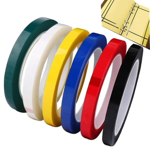 6 Pack m 1/8 inch Width Graphic Tape Whiteboard Self Adhesive Chart Line Grid Marking Tapes Gridding Pinstripe Electrical Art Artist Tape, 108 feet Long Per Roll