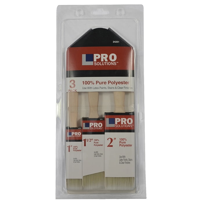6-Pack of 1”, 2”, 1.5” Pro Solutions 24251 Polyester Paint Brush Set, 3-Piece