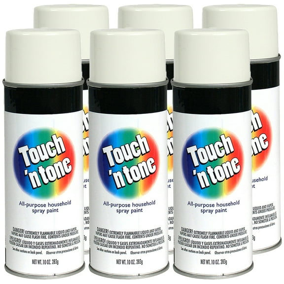 6-Pack of 10 oz Rust-Oleum 55274830 White Touch’n Tone General Purpose Spray Paint, Gloss