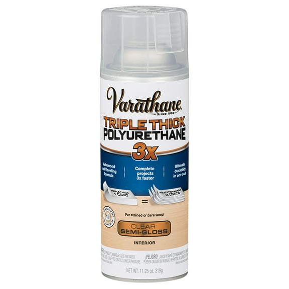 6-Pack of 11 oz Rust-Oleum 318291 Varathane Triple Thick Polyurethane Spray, Semi-Gloss