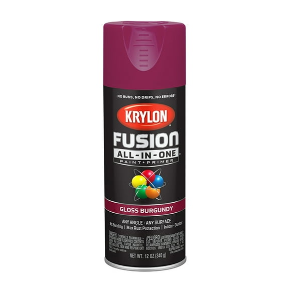 6-Pack of 12 oz Krylon K02704007 Burgundy Fusion All-In-One Paint & Primer Spray Paint, Gloss