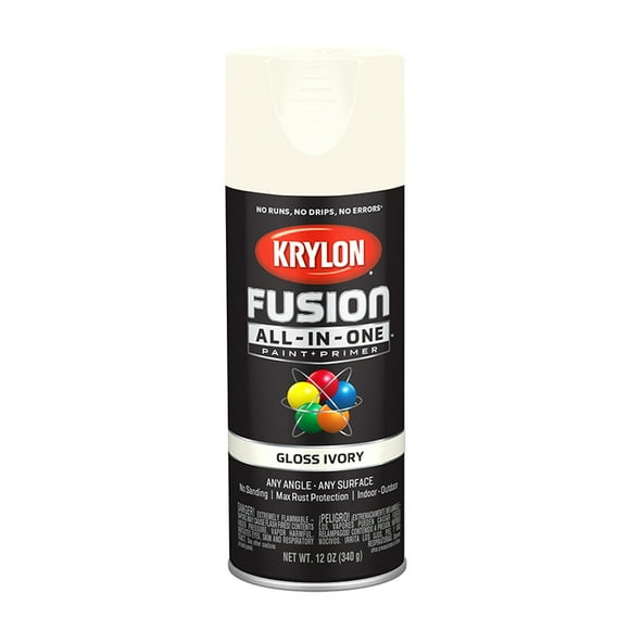 6-Pack of 12 oz Krylon K02711007 Ivory Fusion All-In-One Paint & Primer Spray Paint, Gloss