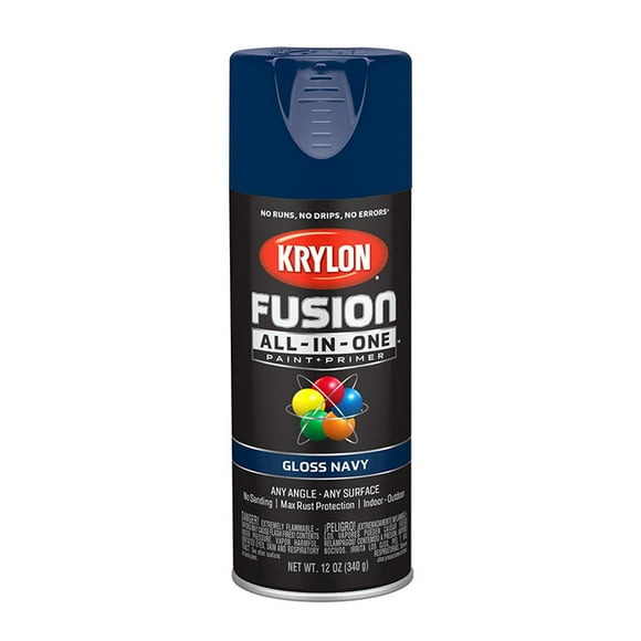 6-Pack of 12 oz Krylon K02714007 Navy Fusion All-In-One Paint & Primer Spray Paint, Gloss