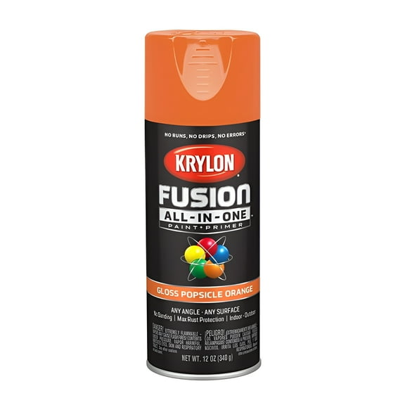 6-Pack of 12 oz Krylon K02718007 Popsicle Orange Fusion All-In-One Paint & Primer Spray Paint, Gloss