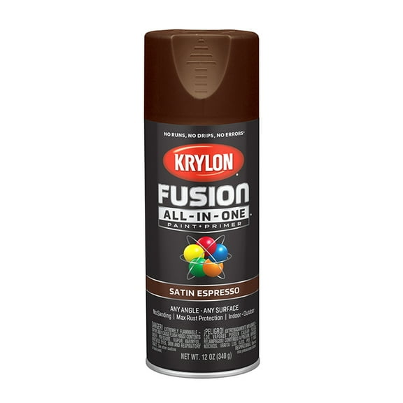 6-Pack of 12 oz Krylon K02738007 Espresso Fusion All-In-One Paint & Primer Spray Paint, Satin