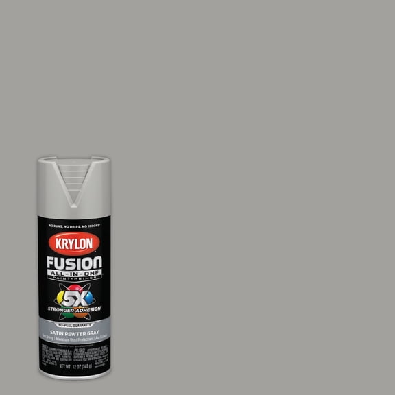6-Pack of 12 oz Krylon K02744007 Pewter Gray Fusion All-In-One Paint & Primer Spray Paint, Satin
