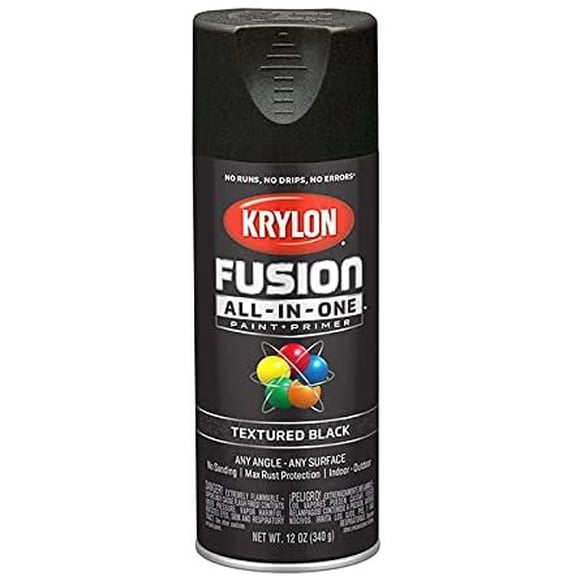 Krylon K02776007 Fusion All-In-One Spray Paint for Indoor/Outdoor Use, Textured Black, 6-Pack