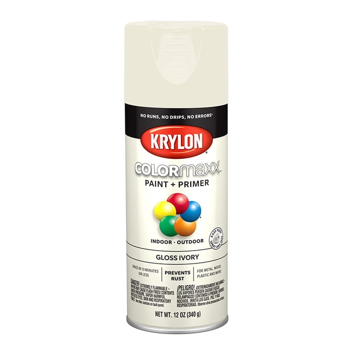 6-Pack of 12 oz Krylon K05524007 Ivory COLORmaxx Paint & Primer Spray Paint, Gloss
