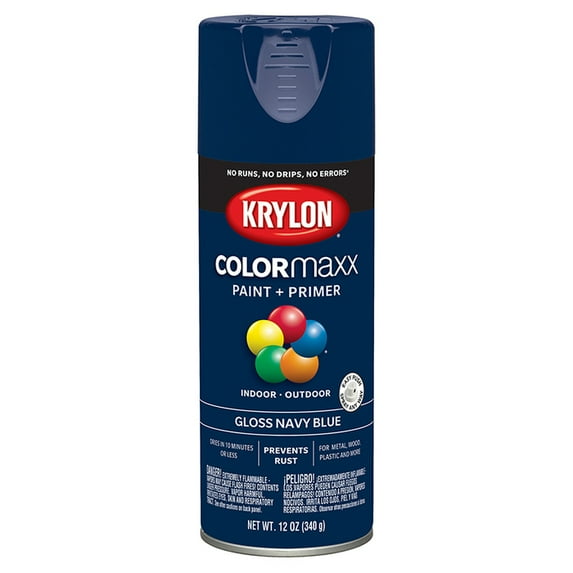 6-Pack of 12 oz Krylon K05529007 Navy Blue COLORmaxx Paint & Primer Spray Paint, Gloss