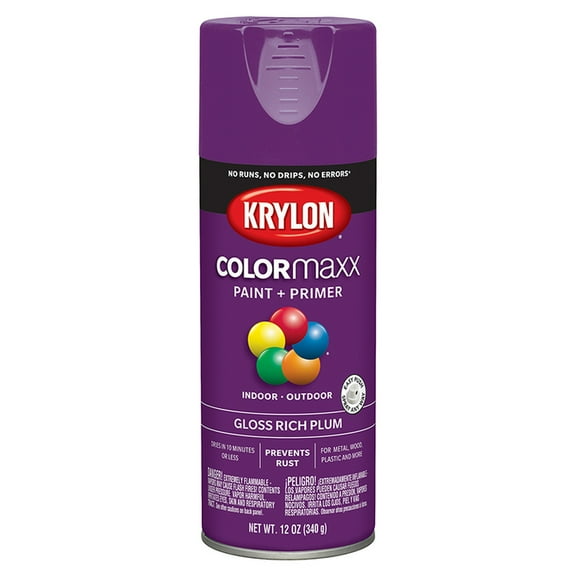 6-Pack of 12 oz Krylon K05536007 Rich Plum COLORmaxx Paint & Primer Spray Paint, Gloss