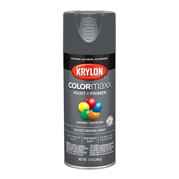 6-Pack of 12 oz Krylon K05539007 Smoke Gray COLORmaxx Paint & Primer Spray Paint, Gloss