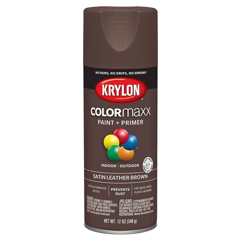 6-Pack of 12 oz Krylon K05569007 Leather Brown COLORmaxx Paint & Primer Spray Paint, Satin