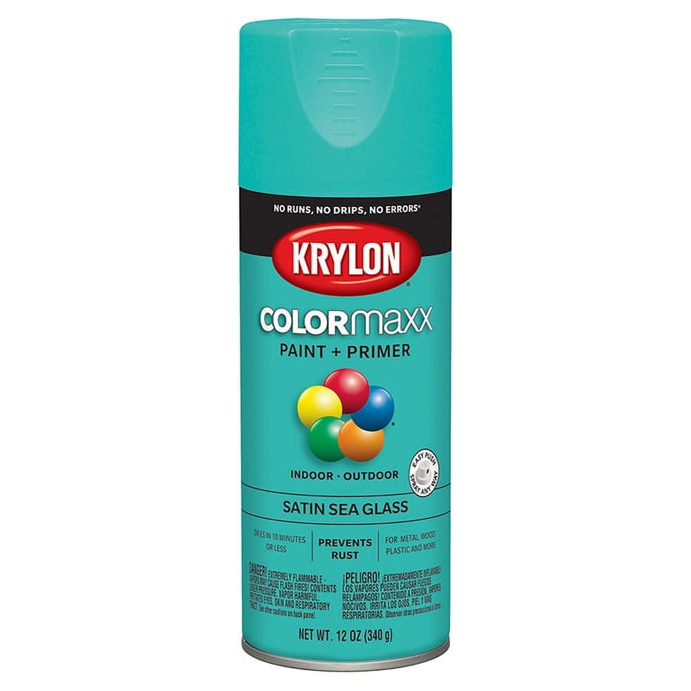 6Pack of 12 oz Krylon K05576007 Sea Glass COLORmaxx Paint & Primer Spray Paint, Satin