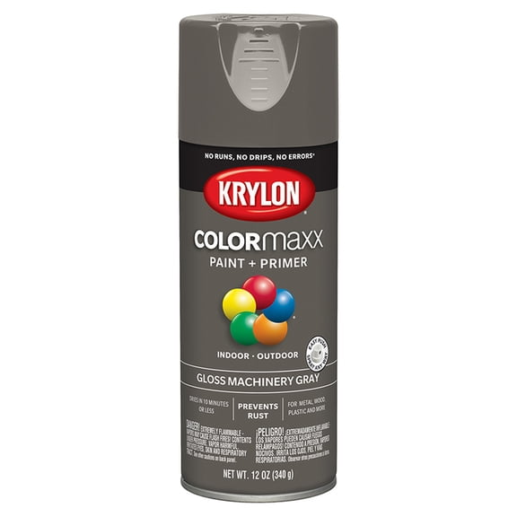 6-Pack of 12 oz Krylon K05599007 Machinery Gray COLORmaxx Paint & Primer Spray Paint, Gloss