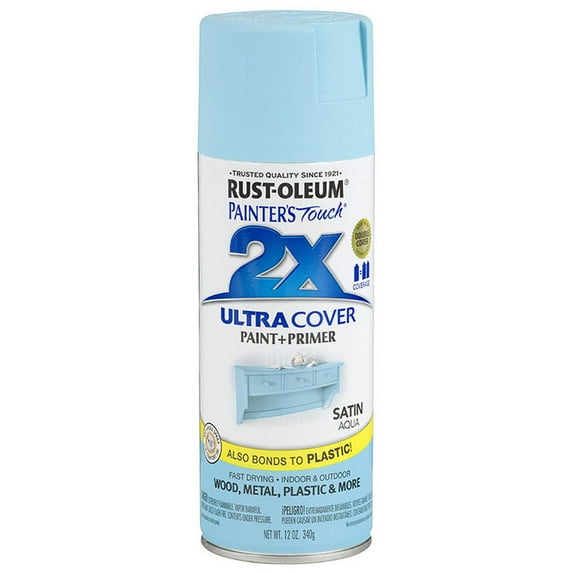 6‐Pack of 12 oz Rust‐Oleum 334059 Painter's Touch 2X Aqua Ultra Cover Paint + Primer Spray Paint, Satin