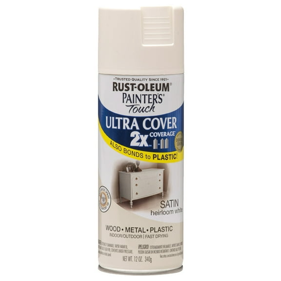 6‐Pack of 12 oz Rust‐Oleum 334071 Painter's Touch 2X Heirloom White Ultra Cover Paint + Primer Spray Paint, Satin