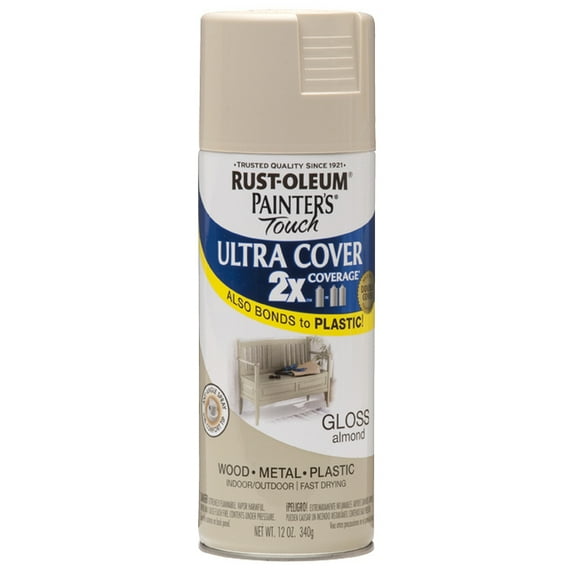 6‐Pack of 12 oz Rust‐Oleum Brands 334023 Gloss Almond Painter's Touch 2X Ultra Cover Paint + Primer Spray Paint, Gloss
