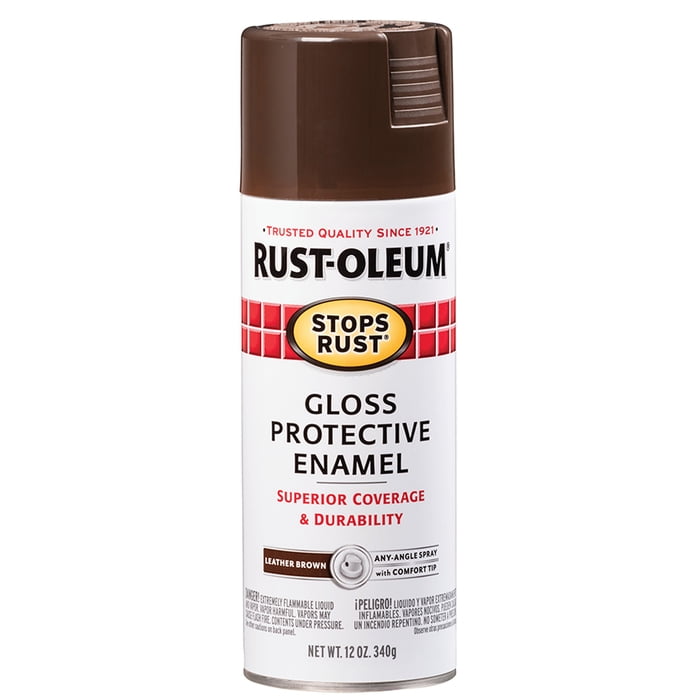 Rust-Oleum 7775830-6PK Stops Rust Spray Paint, 12 oz, Gloss Leather Brown, 6 Pack