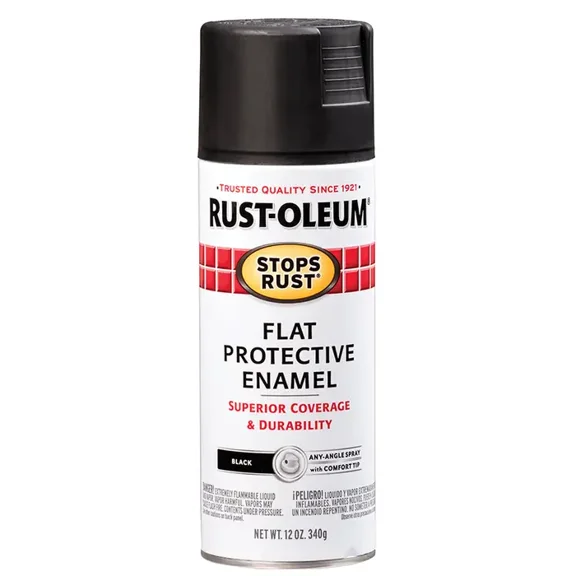 6-Pack of 12 oz Rust-Oleum Brands 7776830 Black Stops Rust Protective Enamel Spray Paint, Flat