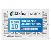 6 Pack of 12x20x1 MERV 10 Pleated Air Filters by Glasfloss. Actual Size: 11-1/2 x 19-1/2 x 7/8
